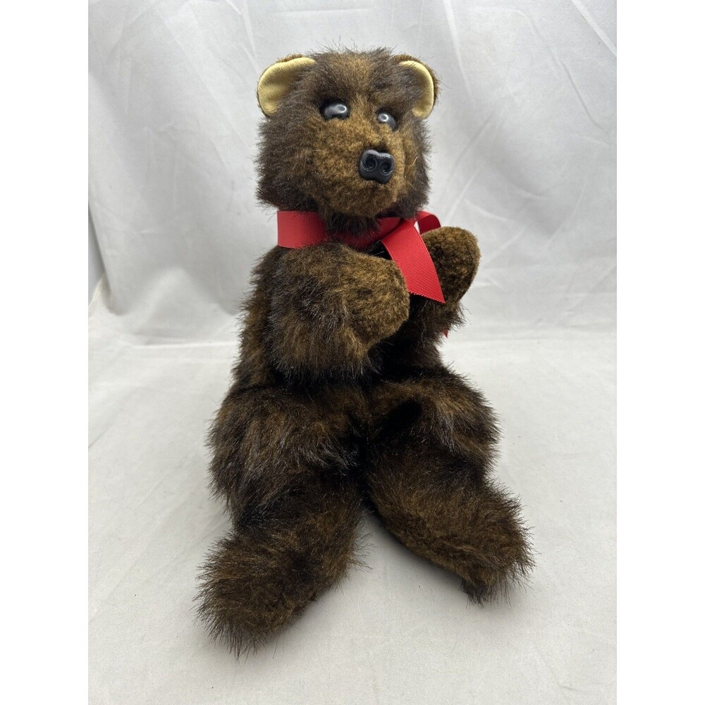 Teddy Bear Hand Puppet Red Ribbon Bow Plush toy